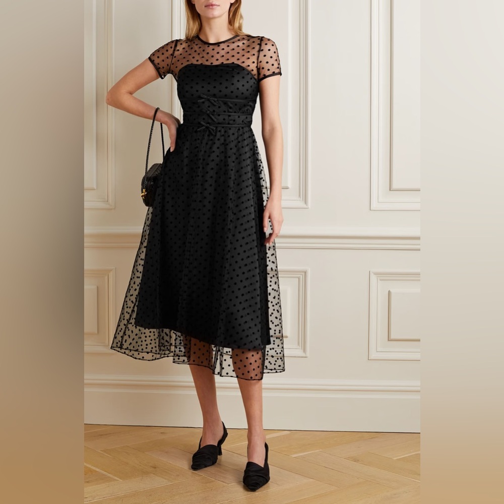 HVN Scarlett Dress in black polka dot tulle (Size 8)